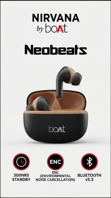 NIRVANA by boAt Neobeats Wireless Earbuds with 300Hrs Standby, ENC & Bluetooth v5.3