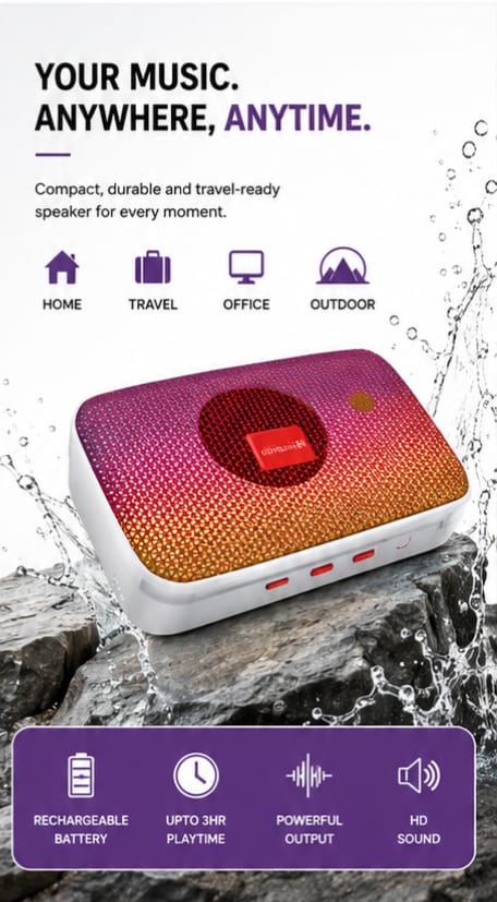 Portable Wireless Bluetooth Speaker with HD Sound & Rechargeable Battery